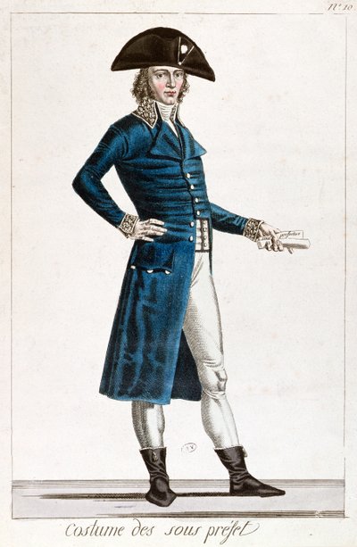 Traje de un Subprefecto durante el período del Consulado (1799-1804) de la Primera República en Francia, c.1800 de Chataignier
